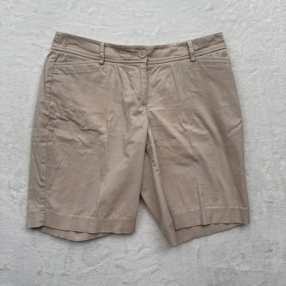 Talbots Chino‎ Shorts Womens 8P Tan Beige Petite Cotton Stretch Mid Rise Solid